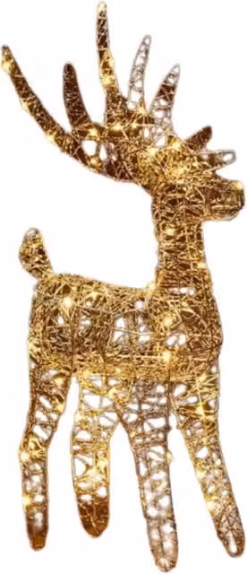 Samuel Alexander Gold Weave Reindeer Tabletop Decoration with Warm White LEDs, Height: 43 cm