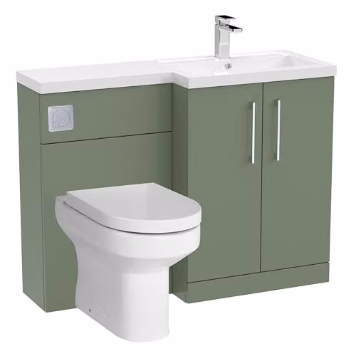 Balterley Green Floor Standing 2 Door Vanity Unit with Basin and WC Unit including Toilet Pan and Soft Close Seat – 1