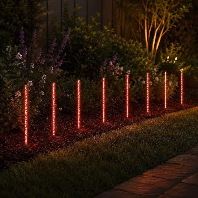 Marco Paul Set of 8 Multicolour Solar Powered LED Rainbow Stake Lights with Dusk Sensor