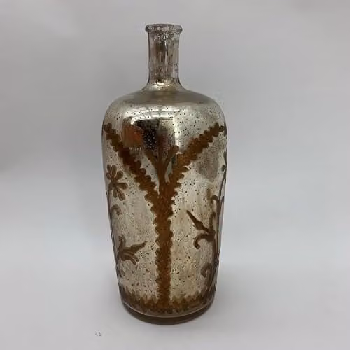 Minster Antique Silver Tinted Glass Decorative Tabletop Vase, W/D/H: 16 x 16 x 38 cm – 1