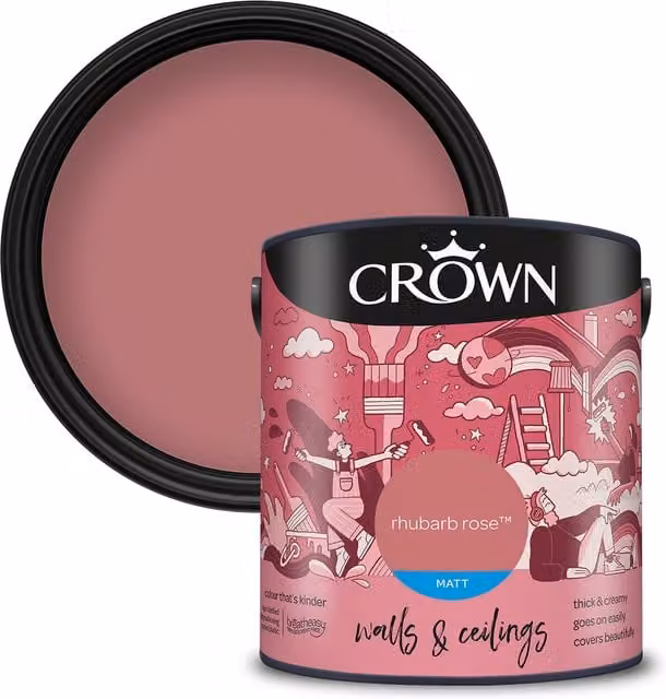 Crown Matt Emulsion Rhubarb Rose Pink 2.5l