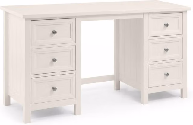 Julian Bowen Maine Surf White Double Pedestal Wooden Dressing Table