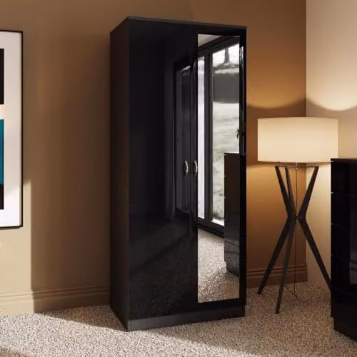 FWStyle Chilton 3 Piece Black Gloss Modern Bedroom Furniture Set – 2