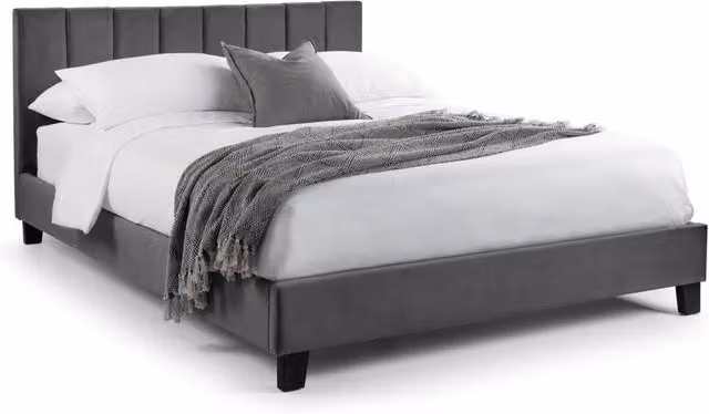Cheshire Pebble Grey Velvet Upholstered Bed - Double (135cm)