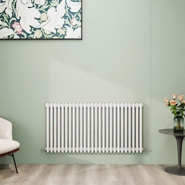 AicaBathroom Horizontal Traditional Cast Iron Style 3 Column Steel Radiator, White, W/D/H: 119 x 60 x 60 cm