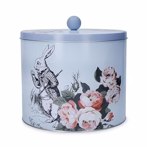 Mikasa Floral Metal Biscuit Tin with Lid in Blue and Multicolour, Diameter: 15 cm