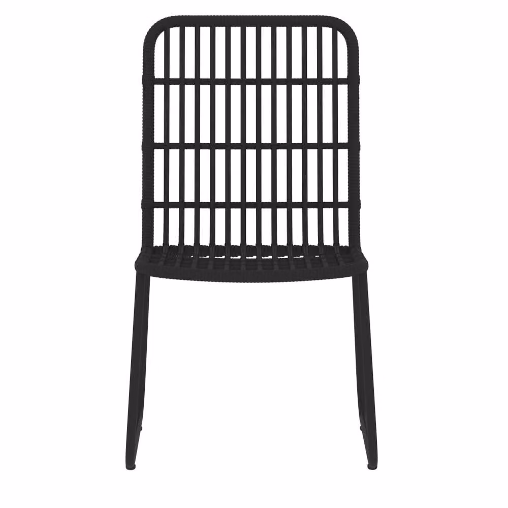 Berkfield Home 5 Piece Modern Garden Dining Set in Matt Black with Metal, Rattan and Glass – 3