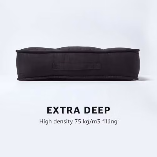 Homescapes Black Faux Suede Armchair Booster Cushion, W/D/H: 50 x 50 x 10 cm – 6