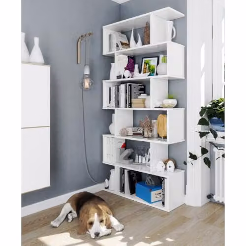 Calicosy Athena 6-Tier Modern White MDF Bookshelf, Height: 192 cm – 2