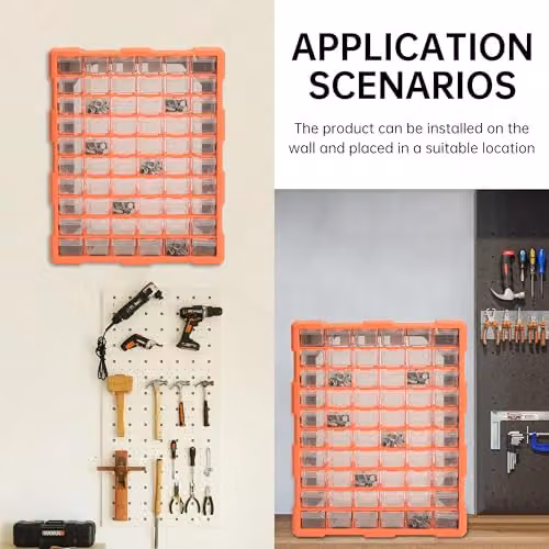 Simpa 60 Drawer Plastic DIY Tool and Hardware Storage Organiser Cabinet, Black, H 47.5 cm x W 37 cm x D 16 cm – 8