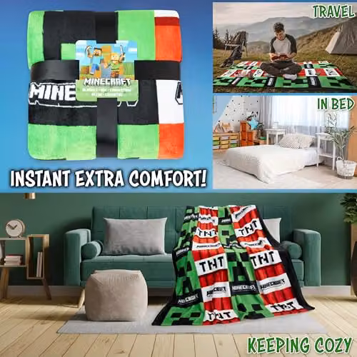 HALANTEX Multicolour Geometric Fleece Blanket, W/D: 156 x 128 cm – 3