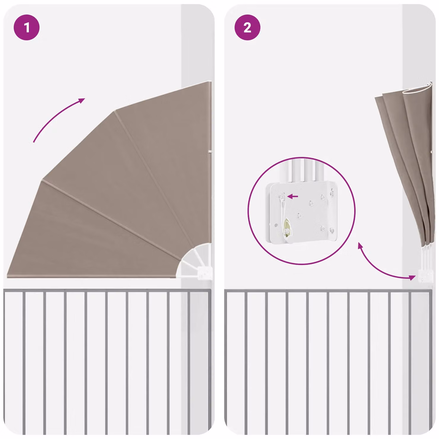 Berkfield Home Folding Manual Balcony Privacy Screen in Beige Fabric and Steel, W/D/H: 140 x 140 x 140 cm – 5