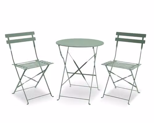 Royalcraft Padstow Modern Metal Bistro Set in Moss Green – 1