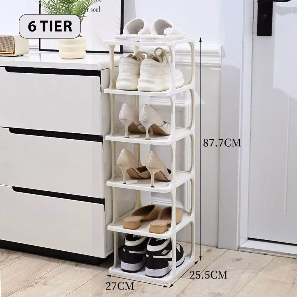 KORVIXA White 6 Tier Freestanding Vertical Shoe Rack – 2