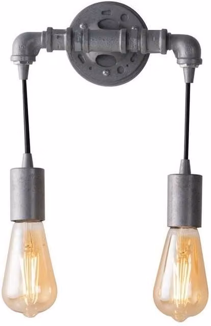 Netlighting Amarcord Industrial Pipe Effect Twin Wall Lamp in Grey Zinc with E27 Socket