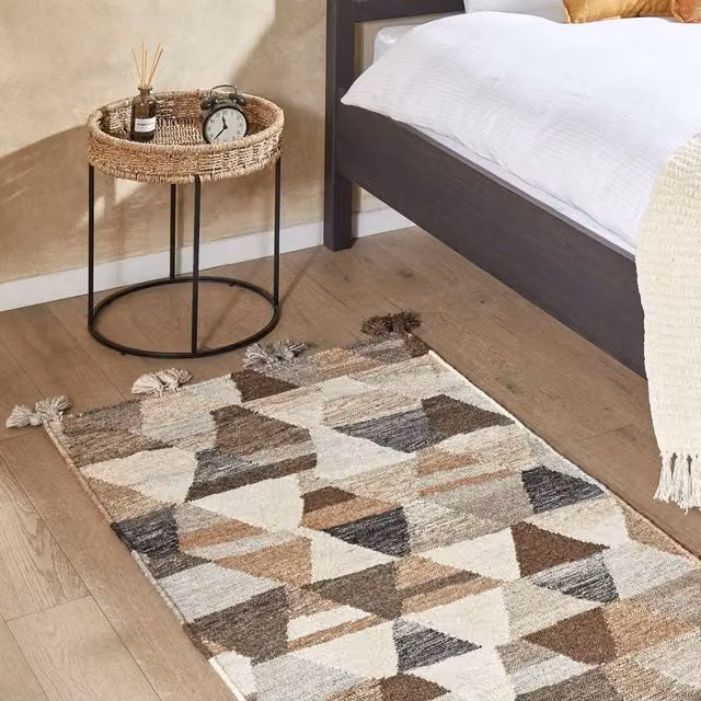 Wyld and Coco Multicolour Boho Kilim Rug, Wool and Cotton Flat Weave with Fringes, W: 80 cm, L: 150 cm – 1