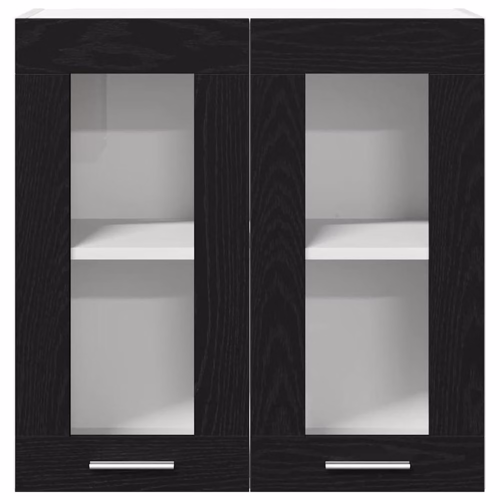 Berkfield Home Modern Wall Mounted Hanging Glass Cabinet in Black Oak, W/D/H: 60 x 31 x 60 cm – 4