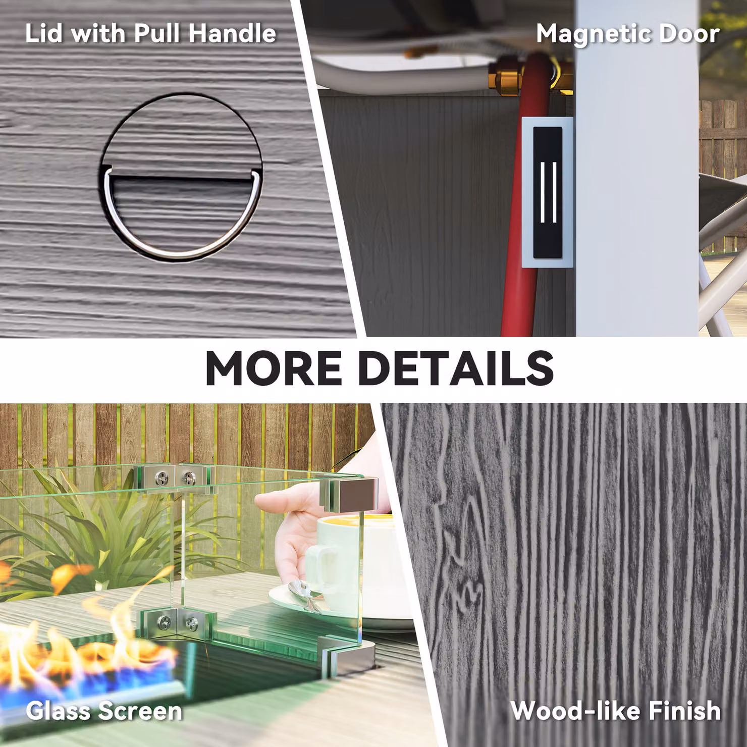 Outsunny Gas Fire Table Pit with Stainless Steel Burner, Glass Screen and Cover, Dark Grey, W/D/H: 109 x 63 x 56 cm – 8