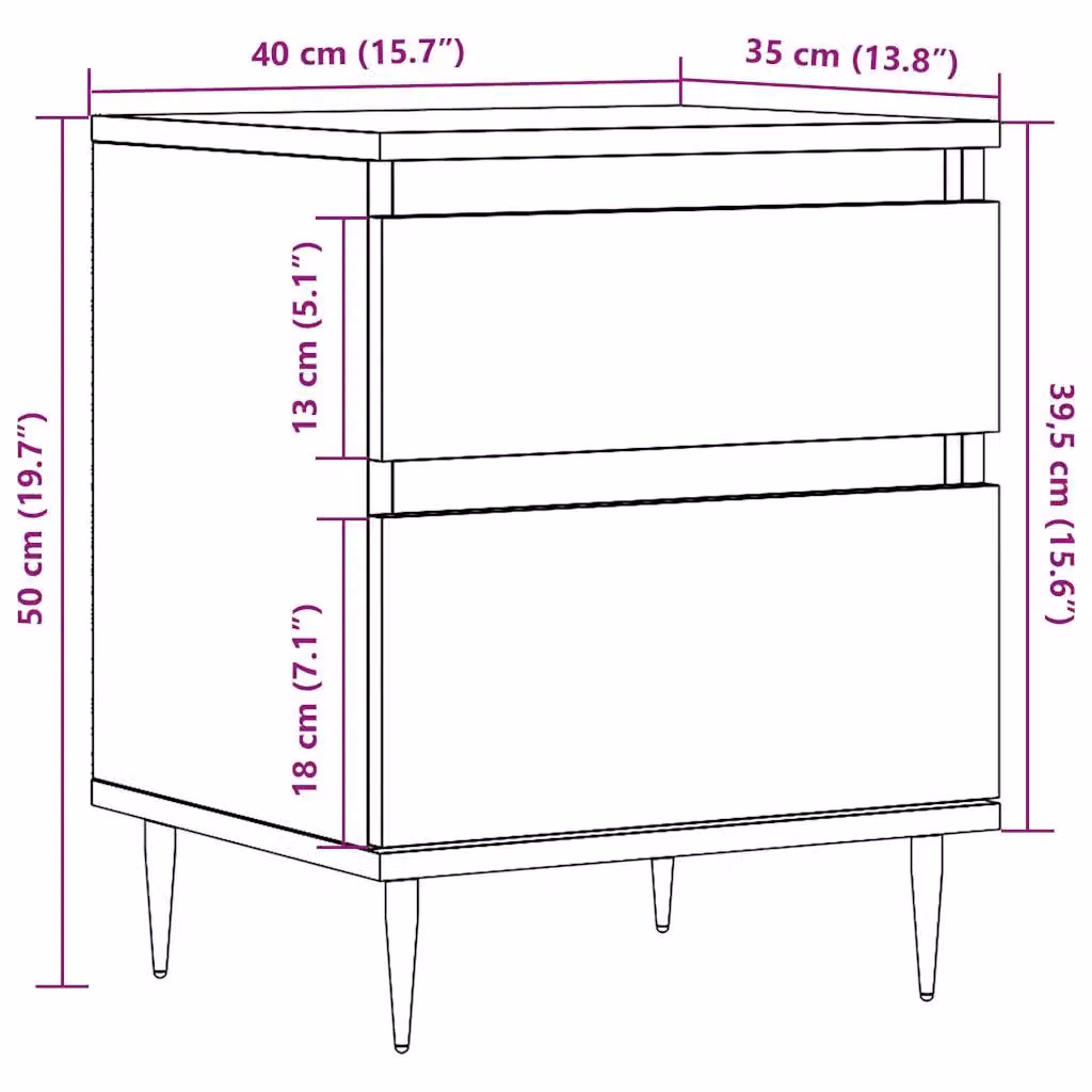Berkfield Home Artisan Oak Bedside Cabinet in Brown, W/D/H: 40 x 35 x 50 cm – 5