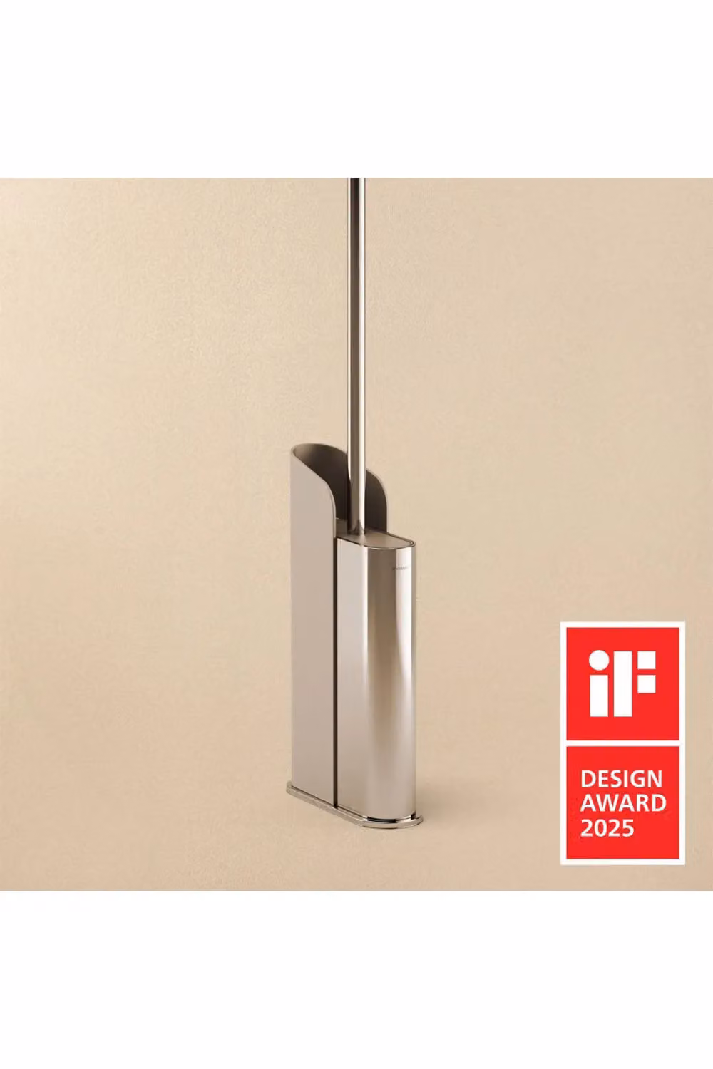 Cosmic Slim Self-Adhesive Silicone Toilet Brush in Grey with Chrome Finish