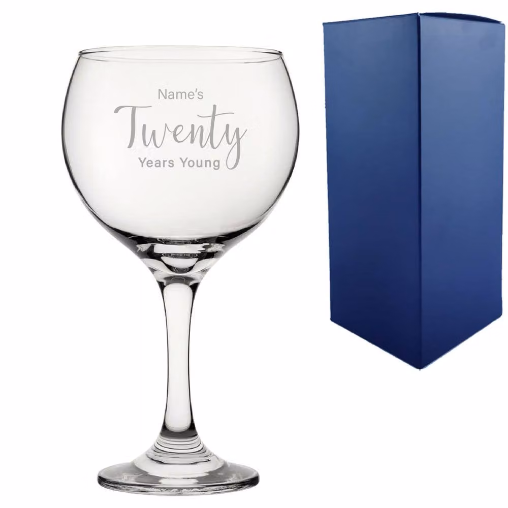 Uniqueful Personalised 20th Birthday Cubata Gin Tumbler Glass in Clear, 550ml – 1