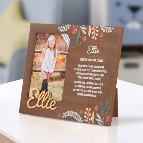 History & Heraldry Ellie Pre-personalised Child's Floral Picture Frame, Brown, W/H: 8.5 x 11 cm – 1