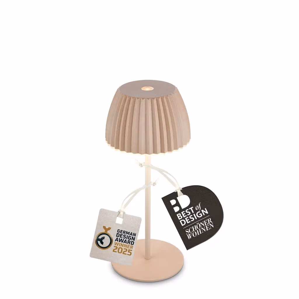 Briloner Riffle Mini Dimmable Rechargeable LED Table Lamp in Beige – 2