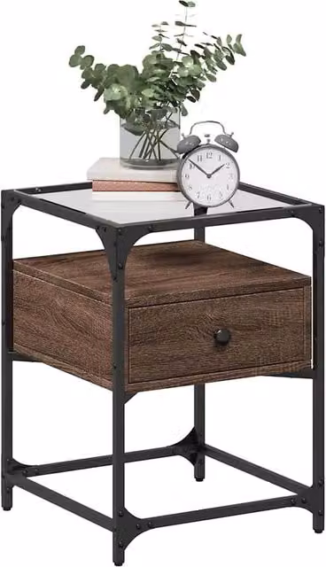 Berkfield Home Decorative Bedside Cabinets, 2 Piece, Brown Oak, W/D/H: 40 x 40 x 55 cm – 1