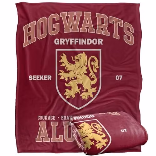 Warner Bros. Harry Potter Hogwarts Gryffindor Alumni Super Soft Fleece Throw Blanket, Red/Multicolour, W: 152.4 cm x D: 127.0 cm