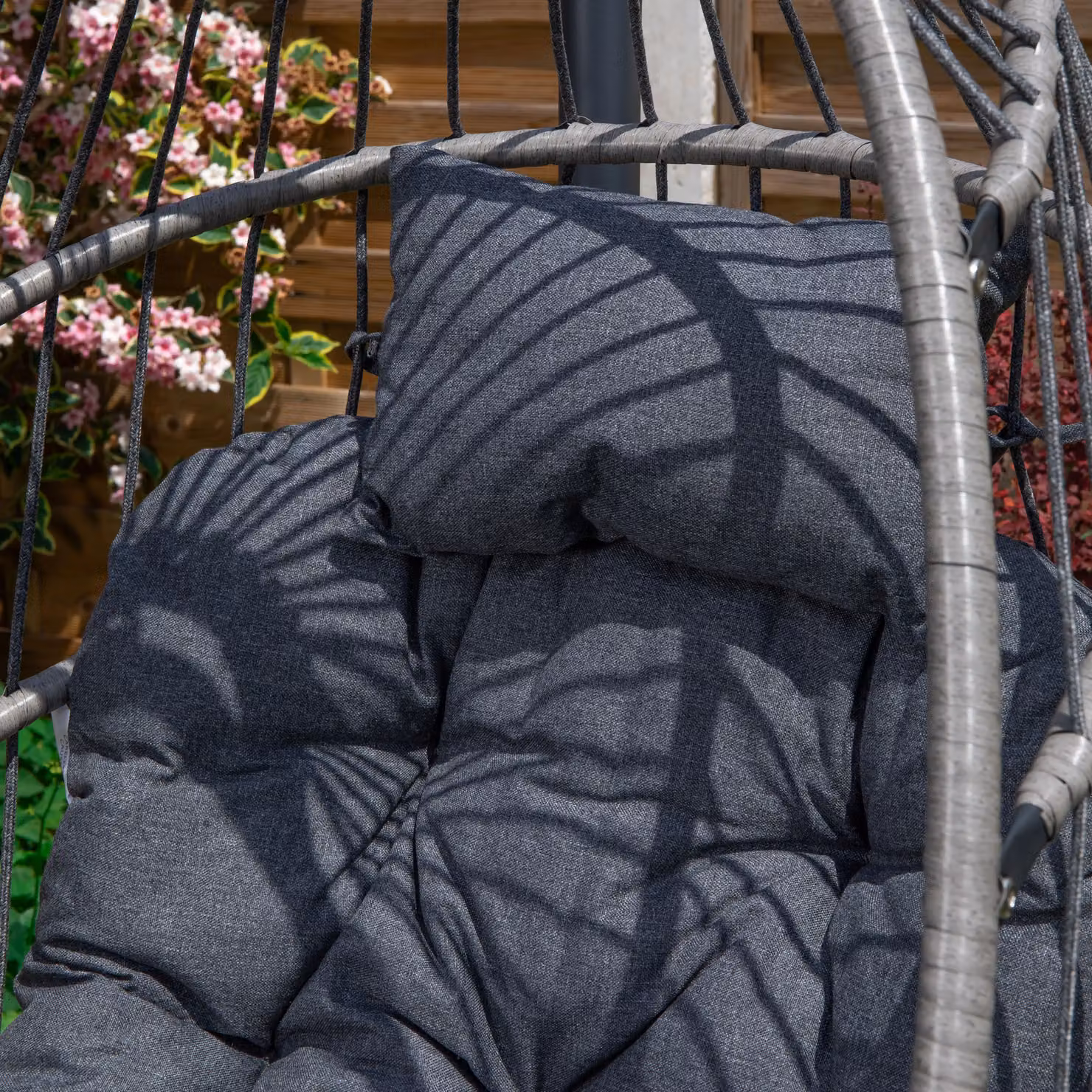 Samuel Alexander Grey Hanging Egg Chair with Stand, Waterproof Cover and Cushions – 2