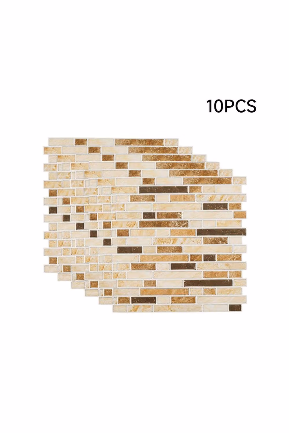 Living and Home 10Pcs Self-Adhesive Marble Effect Mosaic Splashback Wall Sticker Tiles in Brown – 2