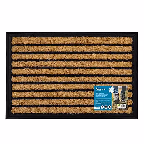 JVL Tuffscrape Coir and Rubber Backed Entrance Doormat, Brown Striped, W: 40 cm, D: 60 cm – 6