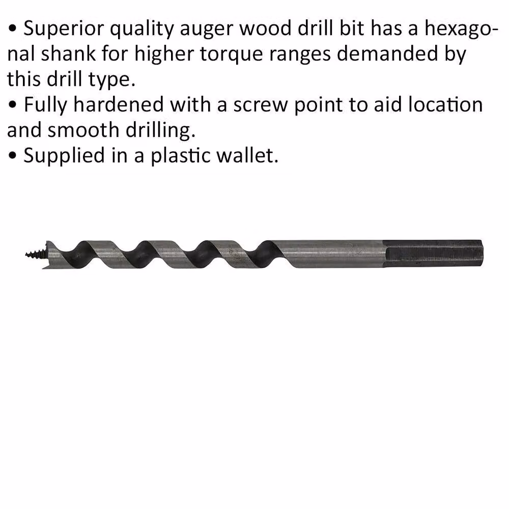 Loops Multicolour Hardened Auger Wood Drill Bit with Hexagonal Shank, 10 x 155 mm – 2