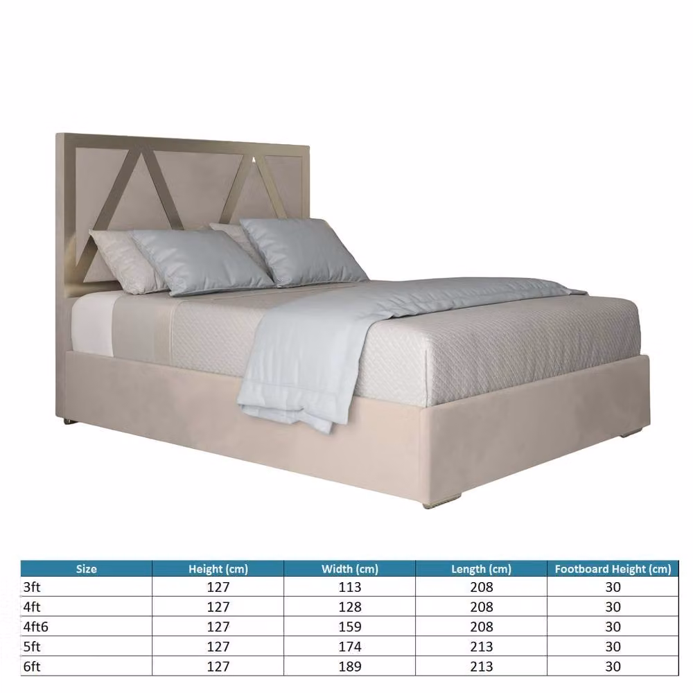 Casani Cliddesden Single Upholstered Velvet Bed Frame in Beige with Metal Details, W/D/H: 90 x 190 x 127 cm – 2