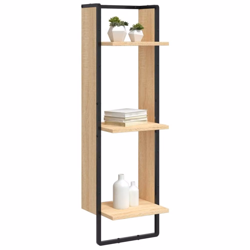 Berkfield Home 3-Tier Wall Mounted Shelf in Sonoma Oak Brown, W/D/H: 30 x 25 x 100 cm – 3