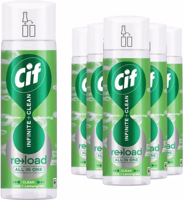 CIF All in One Cleaner Reload Lime and Lemongrass 280ml, 6 Pack in White