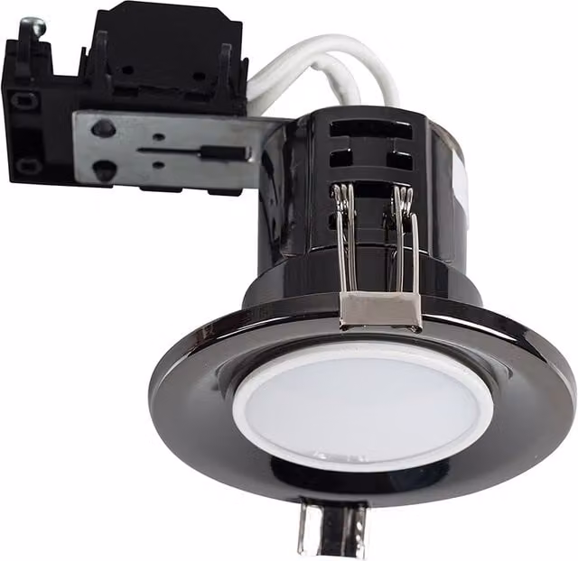 ValueLights 30 Pack Modern Black Chrome Fire Rated Downlight Ceiling Light Fittings