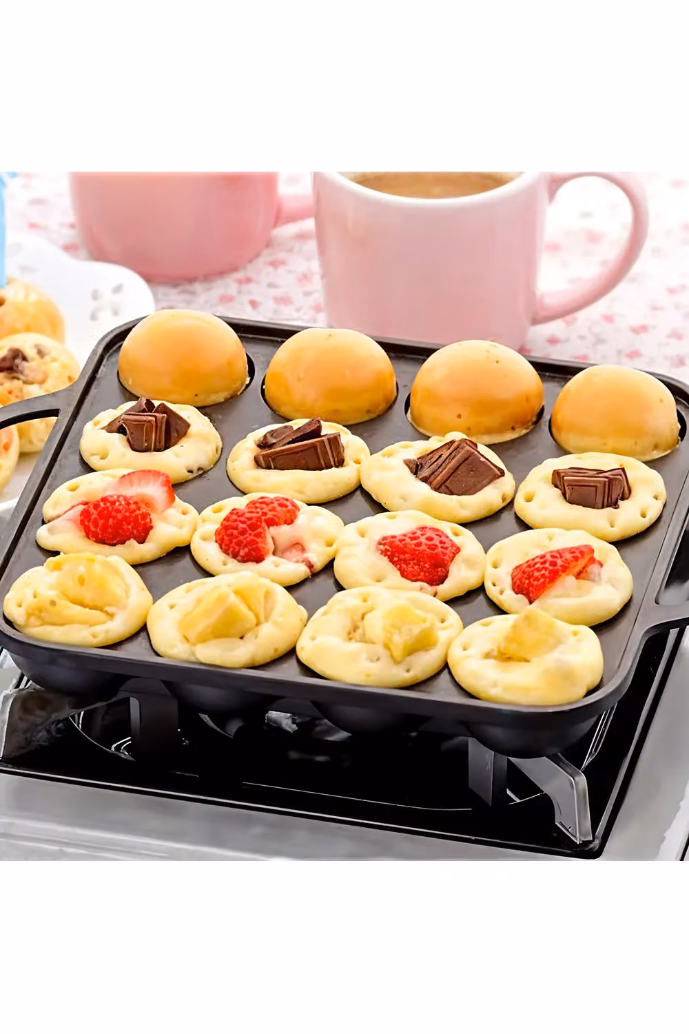Living and Home 16-Hole Square Cast Iron Takoyaki Pan with Handles Black – 4