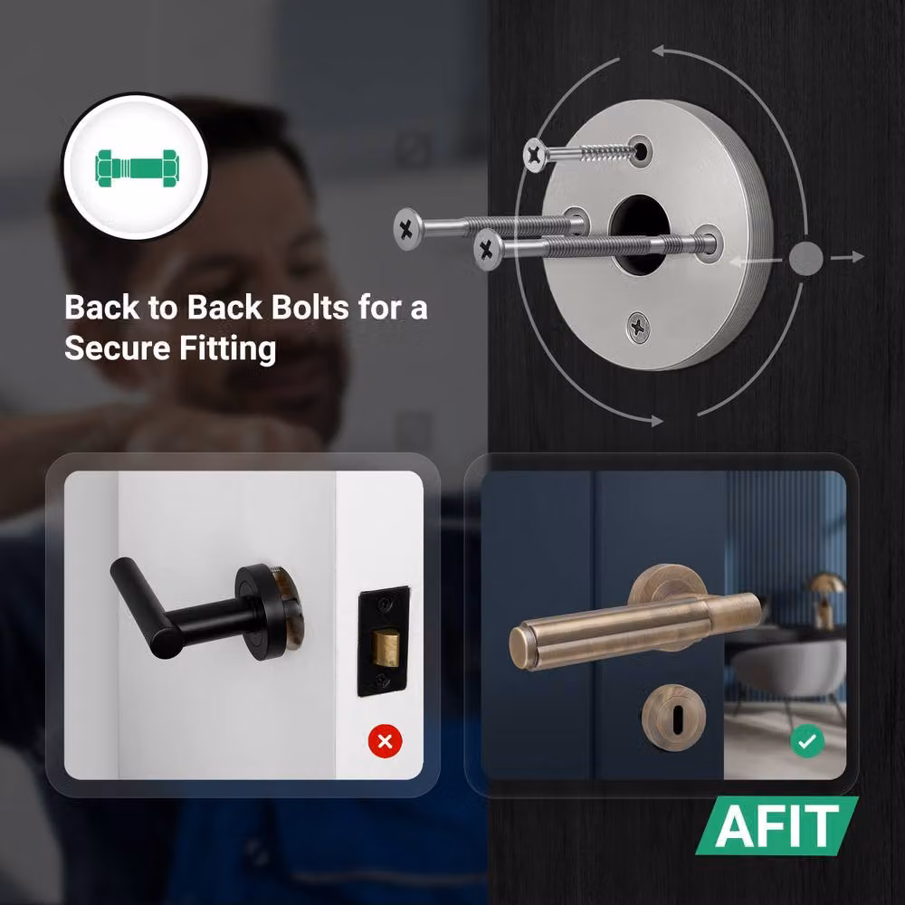 AFIT Antique Brass Fire Door Handle and Key Lock Set with Hinges in Bronze, 150 x 150 mm – 3
