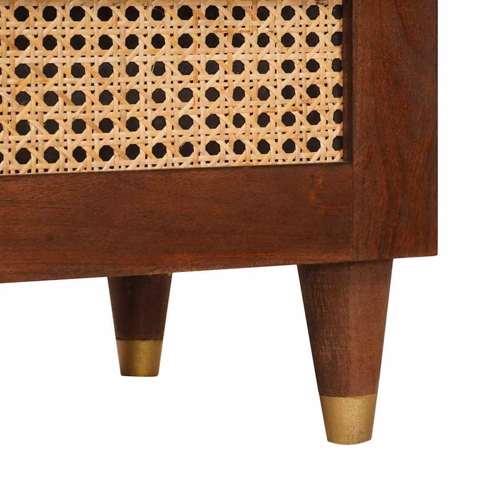 Berkfield Mid Century Brown Solid Mango Wood Home Media Storage Cabinet with Hinged Doors and Open Shelf, W/D/H: 70.0 x 46.0 x 33.5 cm – 6