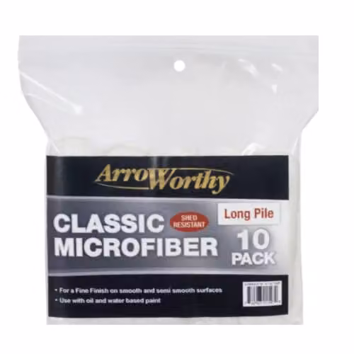 Arroworthy 10 Pack Classic 4 inch Microfiber Mini Rod Style Long Pile Brushes for Water and Solvent Based Paints