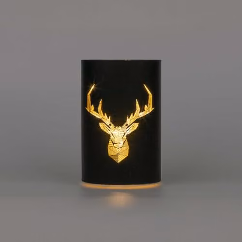 Shatchi Black and Gold Etched Glass Cylinder LED Table Lamp, Height: 17 cm