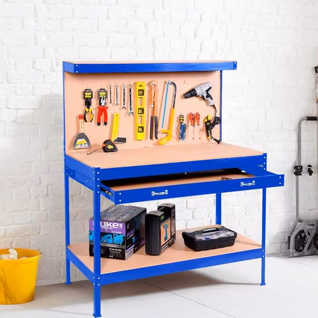 Neo Heavy-Duty Steel Tool Desk in Blue