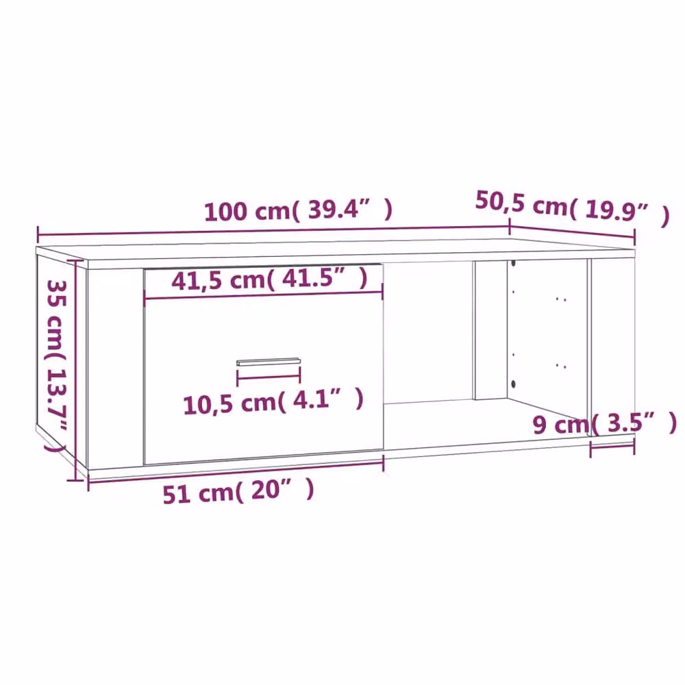 Berkfield Home Modern Rectangular Coffee Table in Brown Oak, W/D/H: 100 x 50.5 x 35 cm – 5