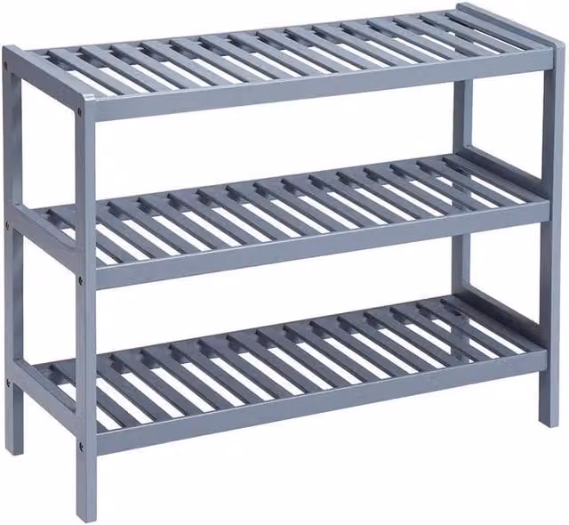 FORGEVIO Grey 3 Tier Bamboo Wooden Shoe Rack – 1