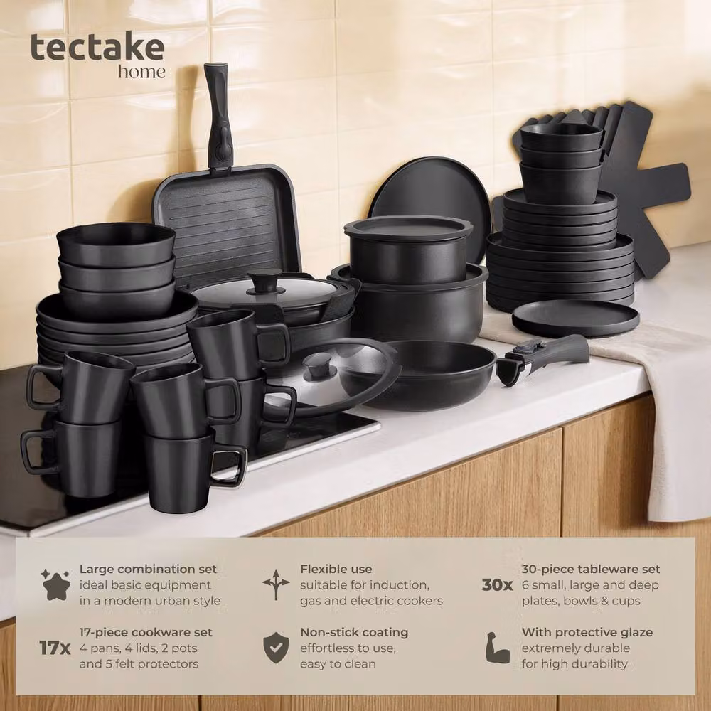tectake Kitchen Starter Set Una/Parma in Black – 2