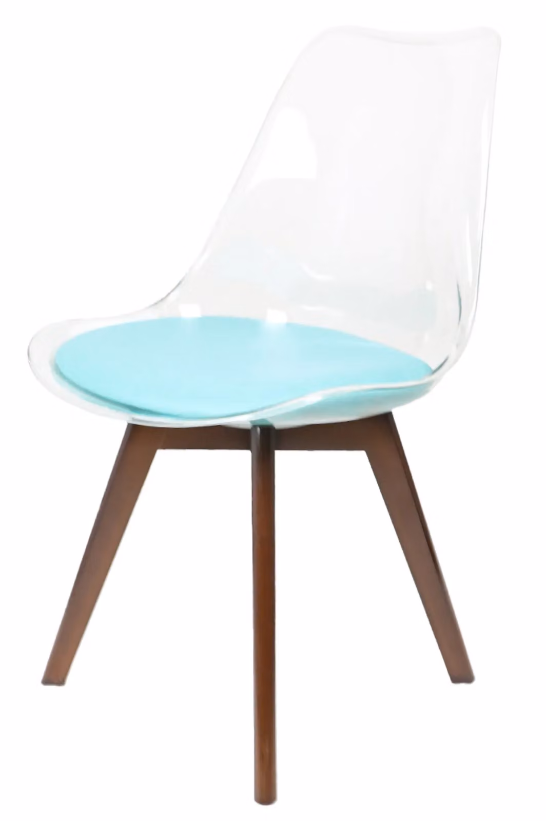 Fusion Living Soho Transparent Aqua Plastic Dining Chair with Dark Wood Legs – 2