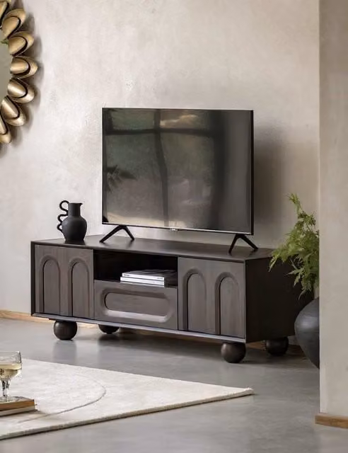 Gallery Direct Arc Mango Wood TV Unit in Brown
