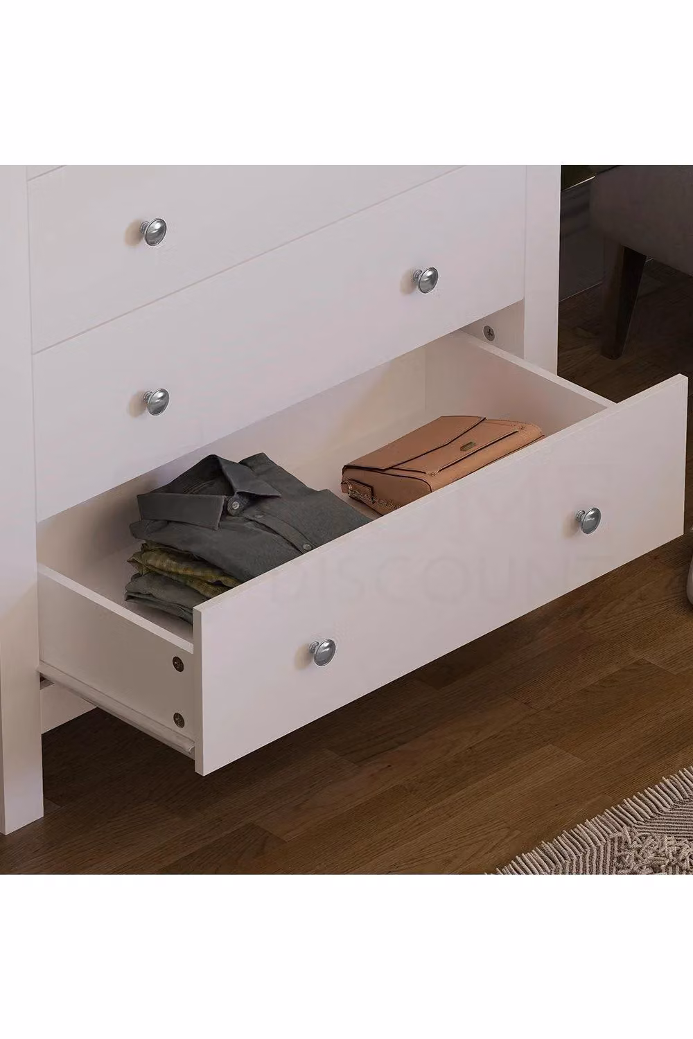 Vida Designs Arlington 3+2 Drawer Chest of Drawers in White – 3