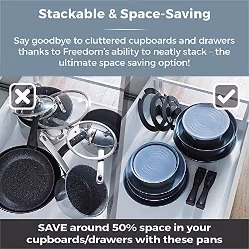 Tower Freedom 13 Piece Stackable Cookware Set with Ceramic Non-Stick Coating, Grey – 10